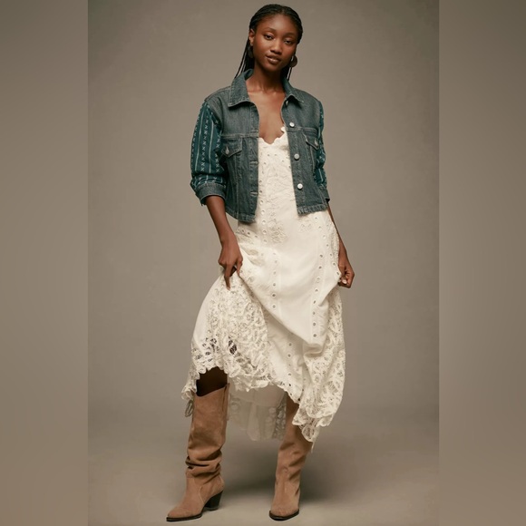 NWT Anthropologie Pilcro Crafted-Sleeve Denim Jacket, Size M - Picture 4 of 7